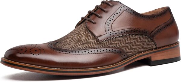 Goor Men's Oxfords Classic Wing Tip Casual Dress Shoes Comfortable Breathable Formal Leather Shoes Applicable to Business,Work,Party,Wedding,Daily Walk - Image 3