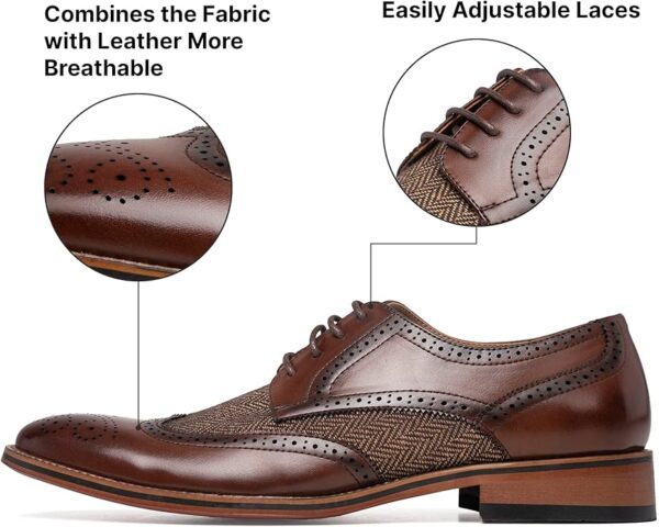Goor Men's Oxfords Classic Wing Tip Casual Dress Shoes Comfortable Breathable Formal Leather Shoes Applicable to Business,Work,Party,Wedding,Daily Walk - Image 4