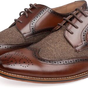 Goor Men's Oxfords Classic Wing Tip Casual Dress Shoes Comfortable Breathable Formal Leather Shoes Applicable to Business,Work,Party,Wedding,Daily Walk